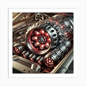 A Detailed View Of The Quantum Core Fusion Engine Art Print