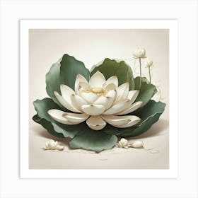 Aesthetic style, Large white lotus flower 1 Art Print