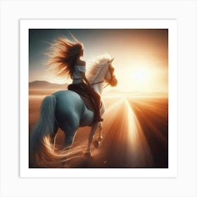 Girl Riding A Horse 8 Art Print