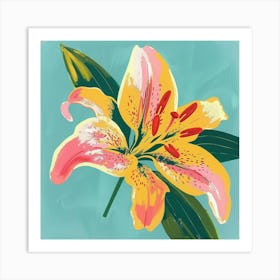 Lily 3 Square Flower Illustration Art Print