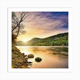 Sunset By The River Art Print