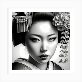 Japan Traditional Geisha Illustration By Ad 55 Art Print