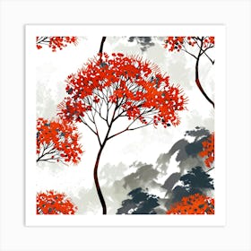 Abstract Rowan tree 1 Art Print