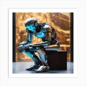 Robot Sitting On A Box Art Print