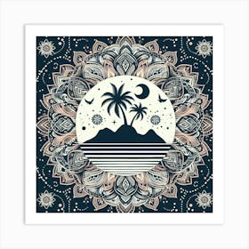 Boho art Silhouette of an island with Palm tree 3 Art Print