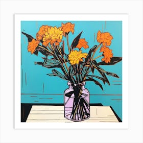 Calendula 2 Pop Art Illustration Square Art Print