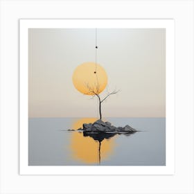 Tree On A Rock Art Print