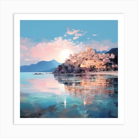 Tranquil Twilight: Abstract Pink Positano Rhapsody Art Print