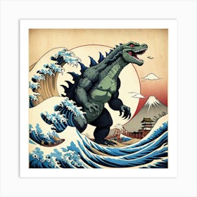 Godzilla Great Wave Art Print