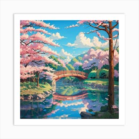 Cherry Blossom Bridge 1 Art Print