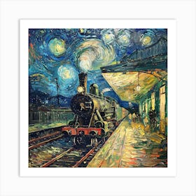 Van Gogh Style: Rail Station at Arles. Art Print