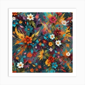 Colorful Flowers yellow and red and white Art Print