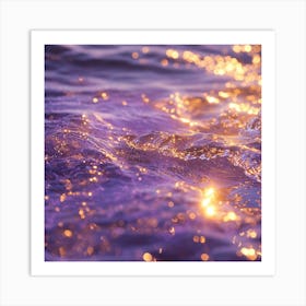 Glittering Purple Ocean Waves Art Print