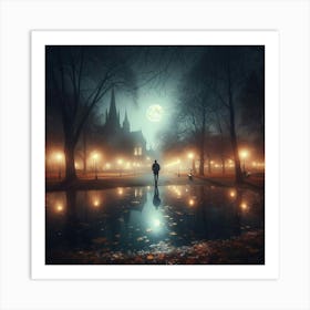 Portrait Of A Man At Night Art Print