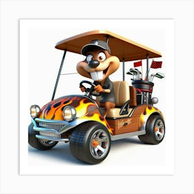 Mouse In A Golf Cart Art Print