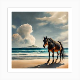 Horse On The Beach 2 Art Print