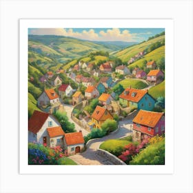 Village On A Hill Art Print 1 Art Print