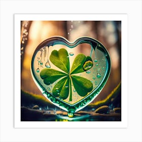 A Bright Green Magical Fourleaf Clover Inside A 1 Art Print