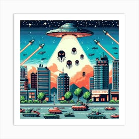 8-bit alien invasion 1 Art Print