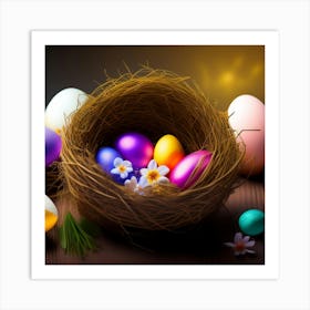 Easter Eggs In A Nest Art Print