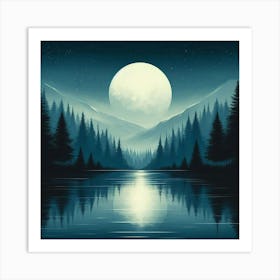 Full Moon In The Forest 1 Art Print