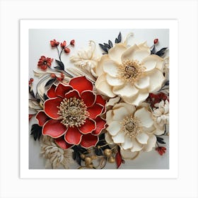 Red And White Flowers Art Print