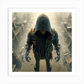 Futuristic Man In Hoodie 1 Art Print