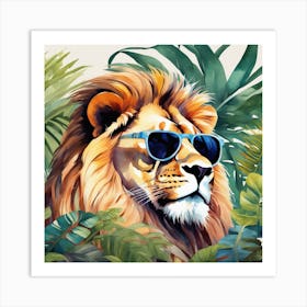 Lion In The Jungle Relaxing Art Print