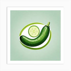 Cucumber On A Green Background 2 Art Print