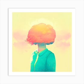 Girl With A Cloud On Her Head Art Print