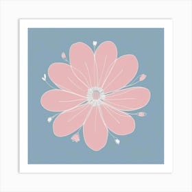 A White And Pink Flower In Minimalist Style Square Composition 307 Art Print