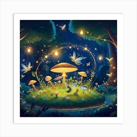 Fairy Forest At Night Art Print