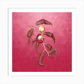 Vintage Peach Botanical in Gold on Viva Magenta 3 Art Print