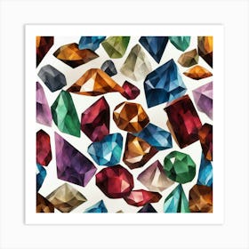 Colorful Gems Seamless Pattern Art Print