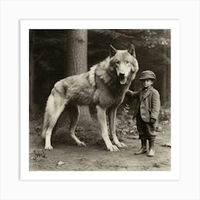 Wolf And Boy Art Print