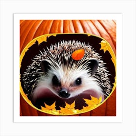 Hedgehog In A Pumpkin Art Print