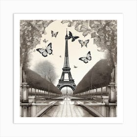 Paris With Butterflies 96 Art Print