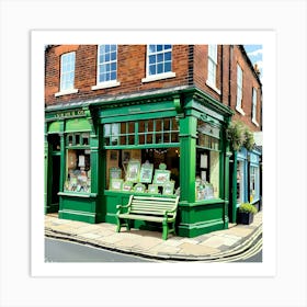 Green Bookshop Art Print