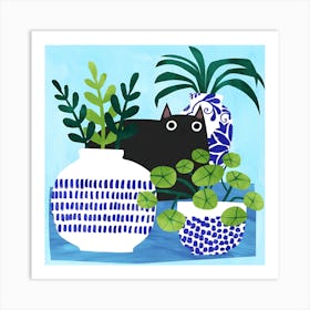 Cat In Pots Art Print