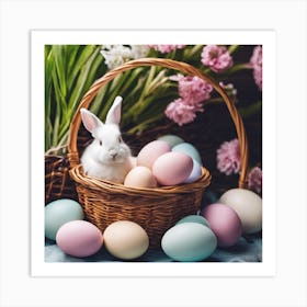 Easter Bunny In Basket 3 Art Print