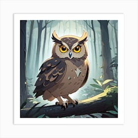 Owl In The Forest 31 Art Print