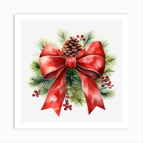 Christmas Wreath With Red Bow 4 Art Print