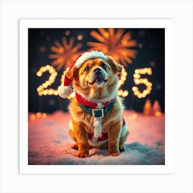 Asm Orange Dog Wearing Like Santa Celebrate The New Ye D70ede3e 1af8 4381 B737 5f144822da20 Art Print