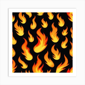 Flames On Black Background 11 Art Print