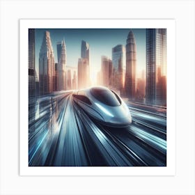 Futuristic Train In The City Art Print