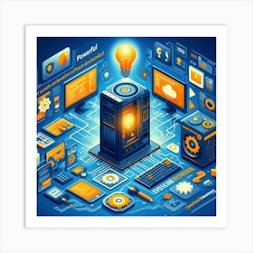 Cloud Computing Isometric Concept Art Print