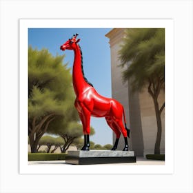 Estatua Marmol Jirafa Roja Art Print