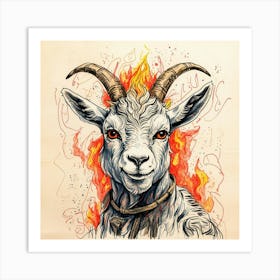 Goat In Flames 26 Art Print