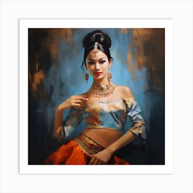 Artjuicebycsaba Style Minimalist Traditional Thai Dancer Moves Art Print