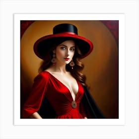 Beautiful Woman In Red Dress 3 Art Print